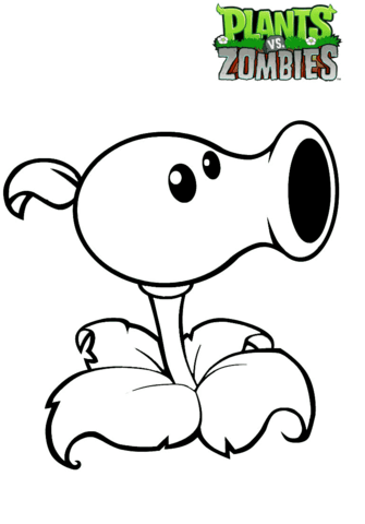 Plants Vs. Zombies Pea Shooter Coloring Page